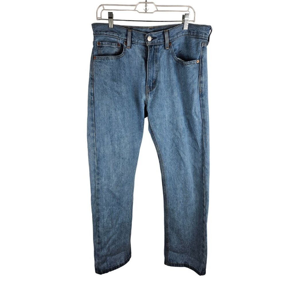Levis Mens 505 Regular Fit Mid Rise Straight Leg Jeans Light Stonewash W33 L30‎